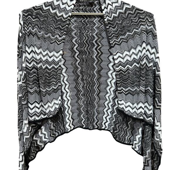 Lane Bryant Drapey Cardigan Sweater Women 18 Black White Chevron Striped FLAW - Picture 1 of 5